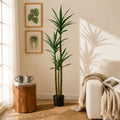 5.3ft Faux Plants Indoor, Artificial Plants with Natural Wood Trunk, Xramfy Artificial Agave Plant with Lifelike Fruits, Tall Fake Yucca Silk Tree, Fake Tree Plant for Home Office Decor