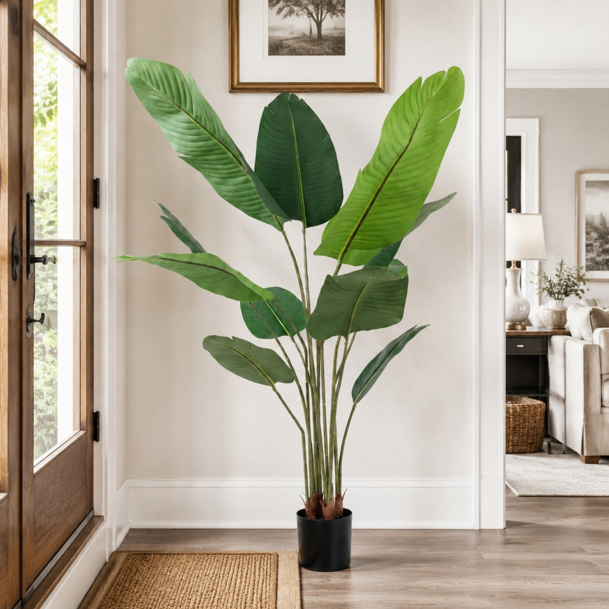 Lifelike Bird of Paradise Artificial Plant, Xramfy 4.6Ft Fake Tropical Palm Tree with Plastic Pot, Faux Plant Indoor Decor Trees, Silk Floor Plant for Home Decor in Living Room, Office, and Bedroom