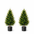 3ft Faux Cedar Tree, Xramfy Cedar Trees with Realistic Leaves, Artificial Plants Indoor with Natural Wood Trunk, 2 Pack Fake Cedar Silk Tree with Pot, Fake Plants for Home Decor, Office, Living Room
