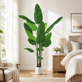 Lifelike Bird of Paradise Artificial Plant, Xramfy 6.5Ft Fake Tropical Palm Tree with Plastic Pot, Faux Plant Indoor Decor Trees, Silk Floor Plant for Home Decor in Living Room, Office, and Bedroom