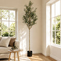 7ft Faux Olive Tree, Xramfy Olive Trees Artificial Indoor with Realistic Leaves and Fruits, Large Fake Olive Silk Tree with Pot & Natural Wood Trunk, Suitable for Home Decor, Office, Living Room