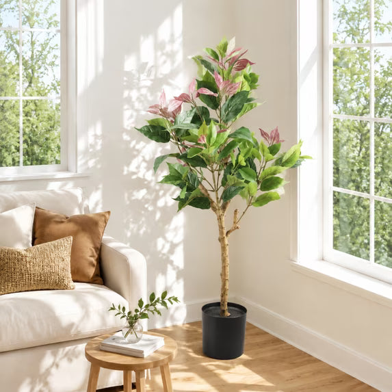 Bougainvillea Artificial Flowers, Xramfy 4Ft Faux Bougainvillea Tree with Realistic Flowers, Artificial Outdoor Trees with Silk Floral Plant, Faux Trees for Living Room, Porch, Garden