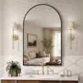 Jintevesa 24"x36" Arched Bathroom Mirror Wall Mounted Vanity Mirror, Black