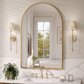 Jintevesa 24"x36" Arched Bathroom Mirror Wall Mounted Vanity Mirror, Gold