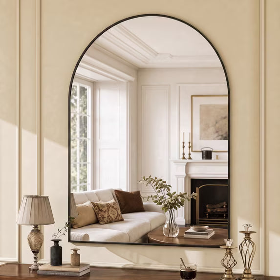 Jintevesa 30"x40" Arched Bathroom Mirror Wall Mounted Vanity Mirror, Black
