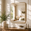 Jintevesa 40"x 30" Rectangular Bathroom Mirror Leaning or Wall Mounted Wall Mirror,Gold