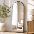 Jintevesa 71"x26" Arched Full Length Mirror with Aluminum Frame Freestanding Floor Mirror, Black