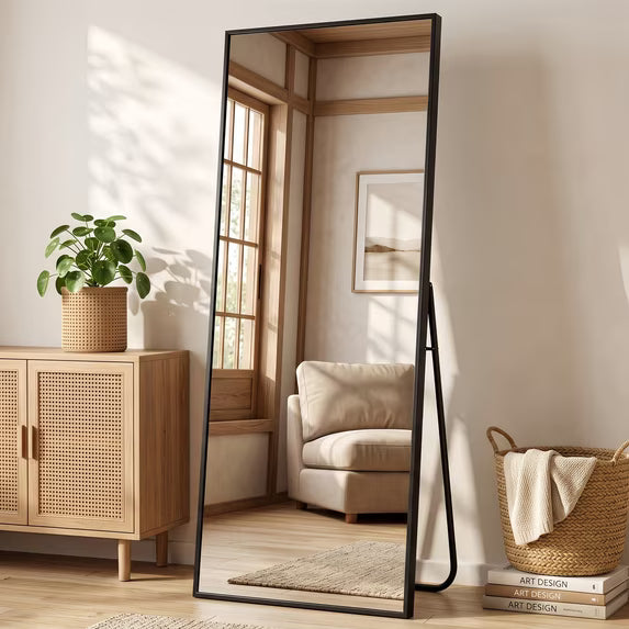 Jintevesa 71"x26"Full Length Mirror Rectangle Freestading Full Body Floor Mirror, Black