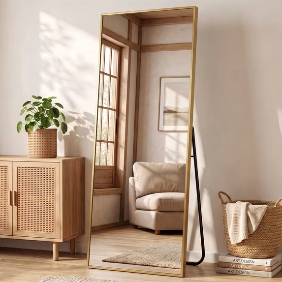 Jintevesa 71"x26"Full Length Mirror Rectangle Freestading Full Body Floor Mirror, Gold
