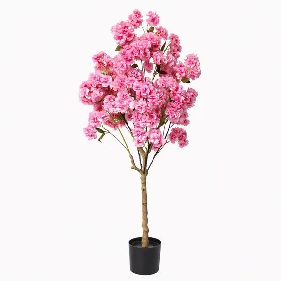 Xramfy 4Ft Artificial Cherry Blossom Tree Faux Flower Plant for Home Decor, Pink