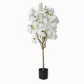 Xramfy 4ft Artificial Cherry Blossom Tree Faux Flower Plant for Home Decor, White