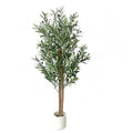 Xramfy 5FT Artificial Olive Tree with Lifelike Fruits Faux Potted Floor Plant Indoor Fake Greenery, White Pot