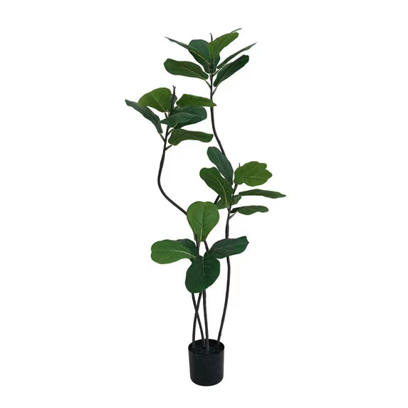 Xramfy 5Ft Artificial Fiddle Leaf Fig Tree Lifelike Floor Plants Faux Ficus Tree Lifelike Home Decor