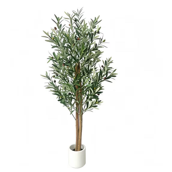 Xramfy 6FT Artificial Olive Tree with Lifelike Fruits Faux Potted Floor Plant Indoor Fake Greenery, Black Pot