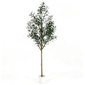 Xramfy 6FT Artificial Olive Tree with Lifelike Fruits Faux Potted Floor Plant Indoor Fake Greenery, White Pot
