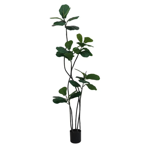 Xramfy 6Ft Artificial Fiddle Leaf Fig Tree Lifelike Floor Plants Faux Ficus Tree Lifelike Home Decor
