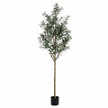 Xramfy 7FT Artificial Olive Tree with Lifelike Fruits Faux Potted Floor Plant Indoor Fake Greenery, Black Pot
